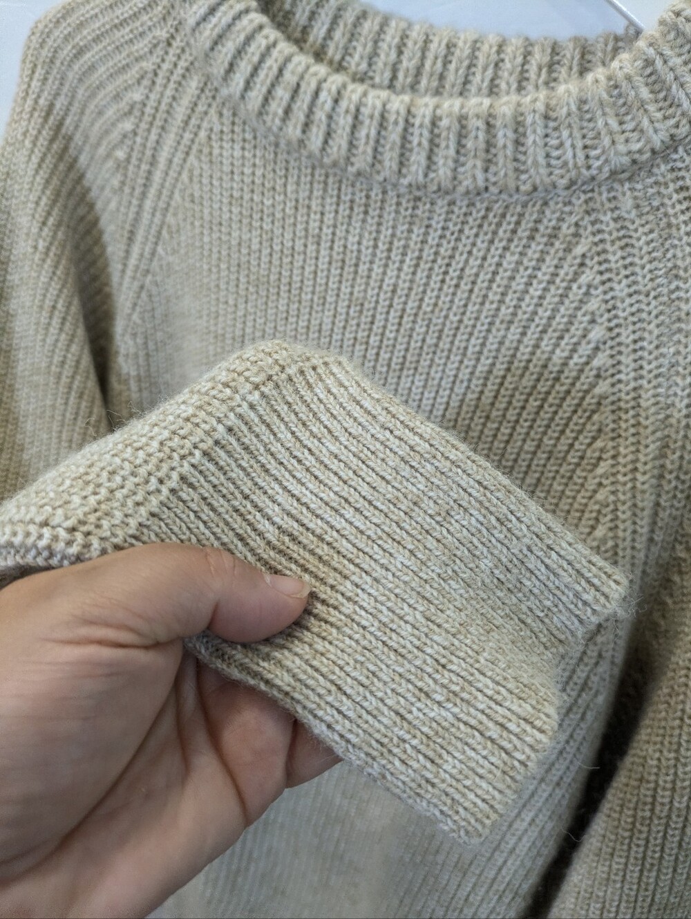 Modern Citizen Fisherman Sweater XS Oatmeal Tan Chunky Knit Side Slit Old Money - Picture 4 of 9